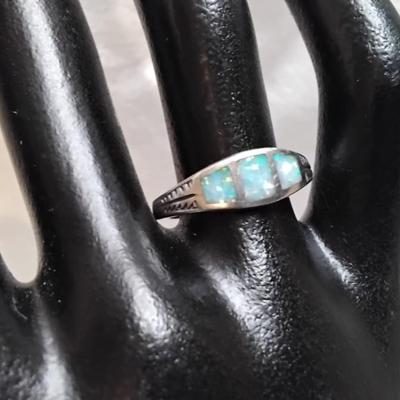 Pale Blue Opal 925 Ring Size 8