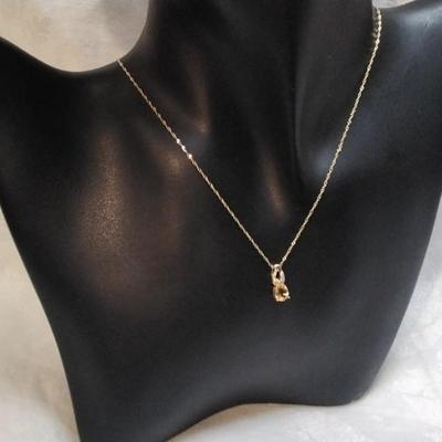 Citrine With Diamond Accent 10k 16" Necklace