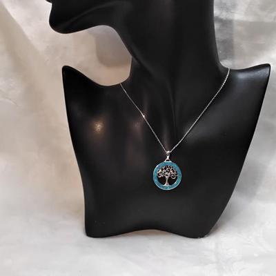 Blue Opal Tree of Life 18" 925 Necklace