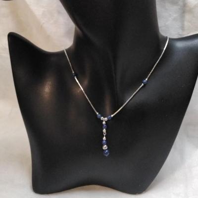 Unique Lapis Liquid SIlver 925 Necklace