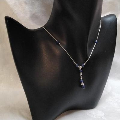 Unique Lapis Liquid SIlver 925 Necklace