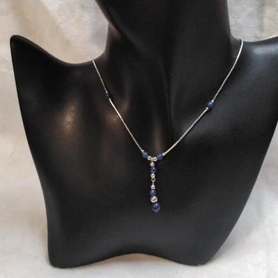 Unique Lapis Liquid SIlver 925 Necklace