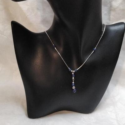 Unique Lapis Liquid SIlver 925 Necklace