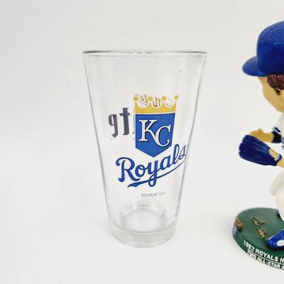 ROYALS 2007 BOBBLE HEAD FRED PATEK W/ COLLECTIBLE PINT GLASS