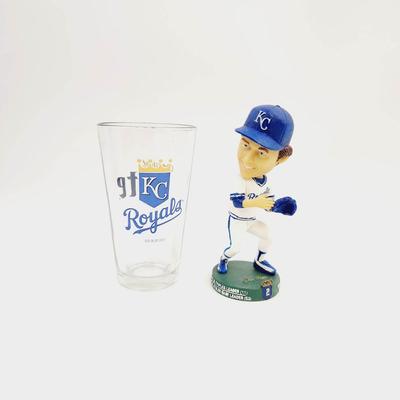 ROYALS 2007 BOBBLE HEAD FRED PATEK W/ COLLECTIBLE PINT GLASS
