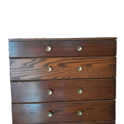 Small four drawer chest of drawers with divided drawer (1 of 2)
