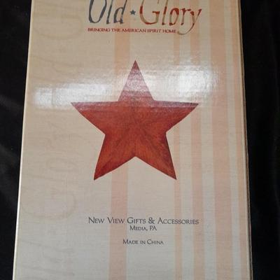 Friendship faux book, floral trivet, old glory picture frame and small wall hanging