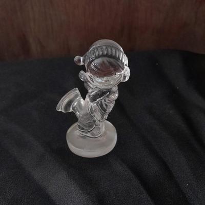 Antique FENTON clear glass boy & girl figures with vintage mirrored stand and clear glass ice skater