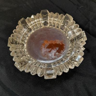 Antique FENTON clear glass boy & girl figures with vintage mirrored stand and clear glass ice skater