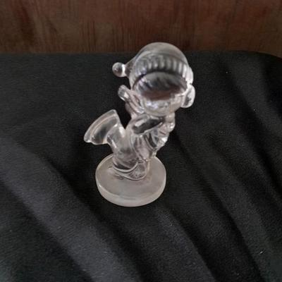 Antique FENTON clear glass boy & girl figures with vintage mirrored stand and clear glass ice skater