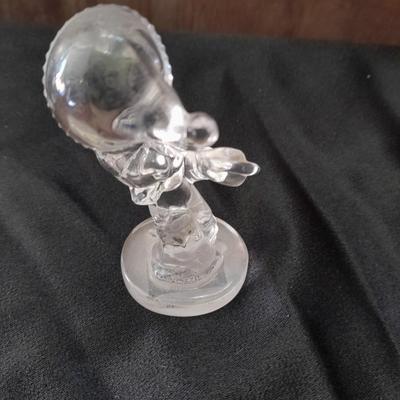 Antique FENTON clear glass boy & girl figures with vintage mirrored stand and clear glass ice skater