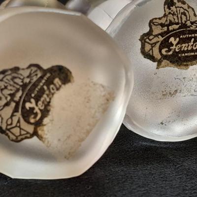 Antique FENTON clear glass boy & girl figures with vintage mirrored stand and clear glass ice skater