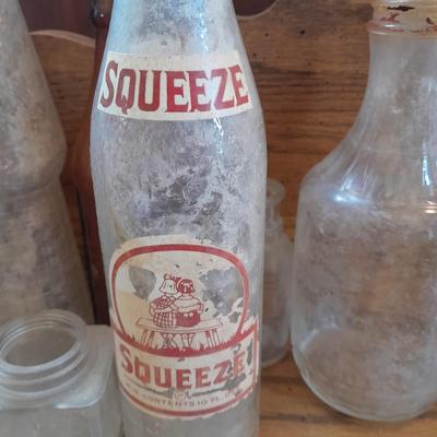 Eight Old glass bottles Squeeze drink, Canada Dry and more