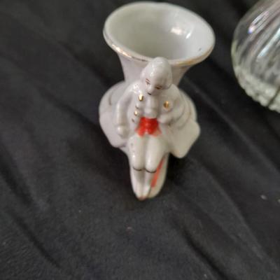 Small China collectables and small tin platter