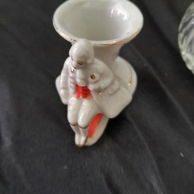 Small China collectables and small tin platter