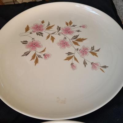 Two matching "Ever Yours" plates and a French Saxon China 22KT. Gold platter