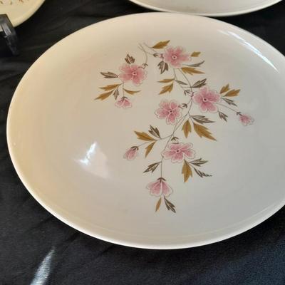 Two matching "Ever Yours" plates and a French Saxon China 22KT. Gold platter