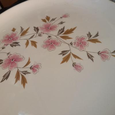 Two matching "Ever Yours" plates and a French Saxon China 22KT. Gold platter