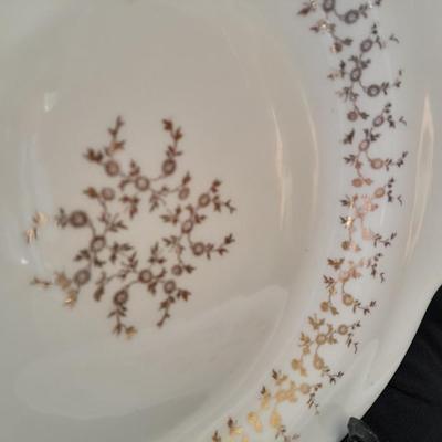 Two matching "Ever Yours" plates and a French Saxon China 22KT. Gold platter