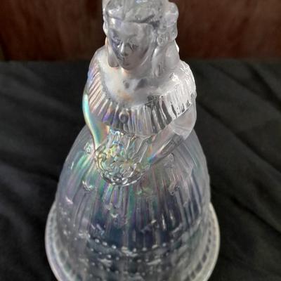 Two vintage bells Imperial Glass Iridescent Suzanne Colonial Belle Bell Bride 24% lead crystal bell