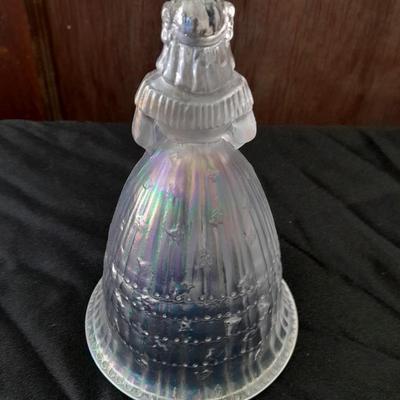 Two vintage bells Imperial Glass Iridescent Suzanne Colonial Belle Bell Bride 24% lead crystal bell