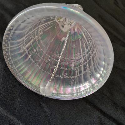 Two vintage bells Imperial Glass Iridescent Suzanne Colonial Belle Bell Bride 24% lead crystal bell