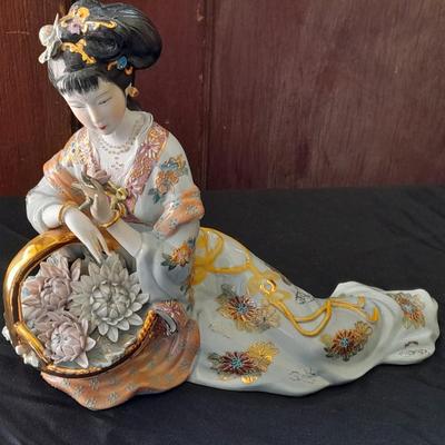 Vintage porcelain Geisha Girl Mid Century with Harukoma and Osome Art postcards