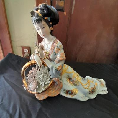 Vintage porcelain Geisha Girl Mid Century with Harukoma and Osome Art postcards