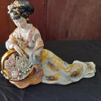 Vintage porcelain Geisha Girl Mid Century with Harukoma and Osome Art postcards