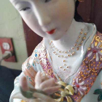 Vintage porcelain Geisha Girl Mid Century with Harukoma and Osome Art postcards