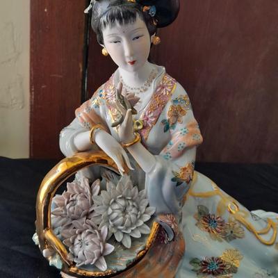 Vintage porcelain Geisha Girl Mid Century with Harukoma and Osome Art postcards