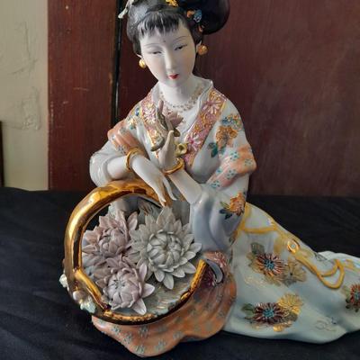Vintage porcelain Geisha Girl Mid Century with Harukoma and Osome Art postcards