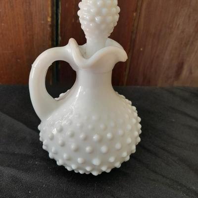 Avon Milk glass hobnail perfume bottle and other collectables