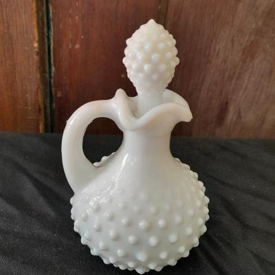 Avon Milk glass hobnail perfume bottle and other collectables
