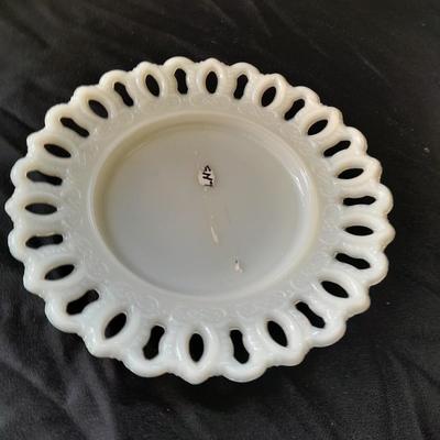 Avon Milk glass hobnail perfume bottle and other collectables