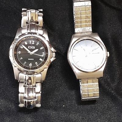 Vintage silver tone CG men's watch and Advance Quartz watch with date window