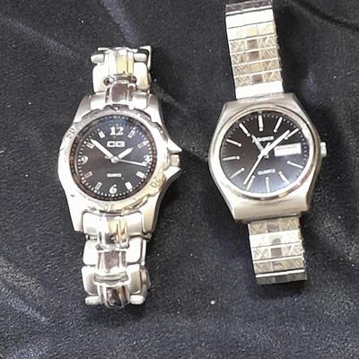 Vintage silver tone CG men's watch and Advance Quartz watch with date window