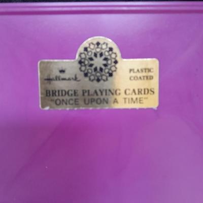 Variety of home decorative items bridge playing cards, candle, Love plate, tin and more