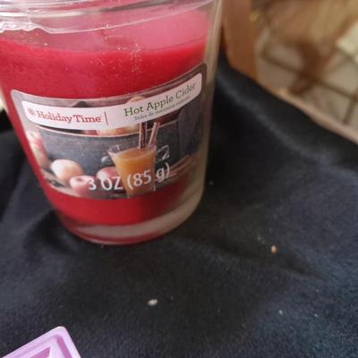 Variety of home decorative items bridge playing cards, candle, Love plate, tin and more