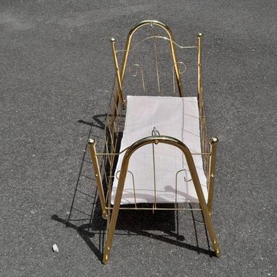 Brass framed rocking baby doll cradle (2)