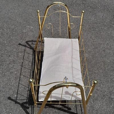 Brass framed rocking baby doll cradle (3)