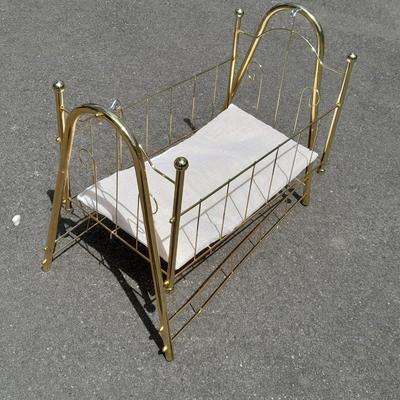 Brass framed rocking baby doll cradle (3)