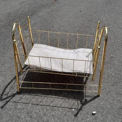 Brass framed rocking baby doll cradle (4)