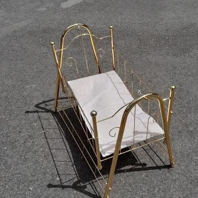 Brass framed rocking baby doll cradle (4)