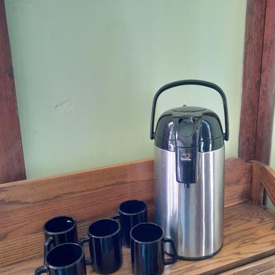 Zojirushi Stainless steel  Glass lined Air beverage dispenser with 5 black mugs