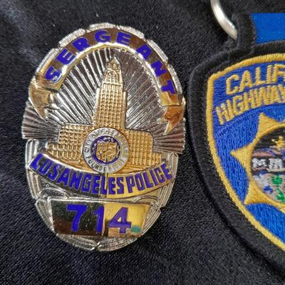 Los Angels 714 Sargant badge Jack Webb "Joe Friday" lapel badge for Dragnet with California Highway Patrol keychain