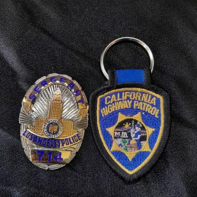 Los Angels 714 Sargant badge Jack Webb "Joe Friday" lapel badge for Dragnet with California Highway Patrol keychain