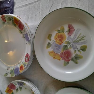 Corelle Pansy "Summer blush" pattern dishware 52-piece set