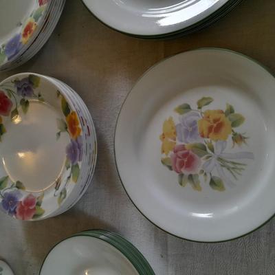 Corelle Pansy "Summer blush" pattern dishware 52-piece set