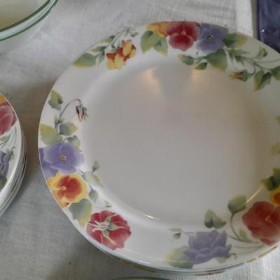 Corelle Pansy "Summer blush" pattern dishware 52-piece set